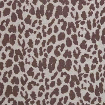 Jacquard-Jersey Ottoman Emily mit braunem Leo auf Naturweiß